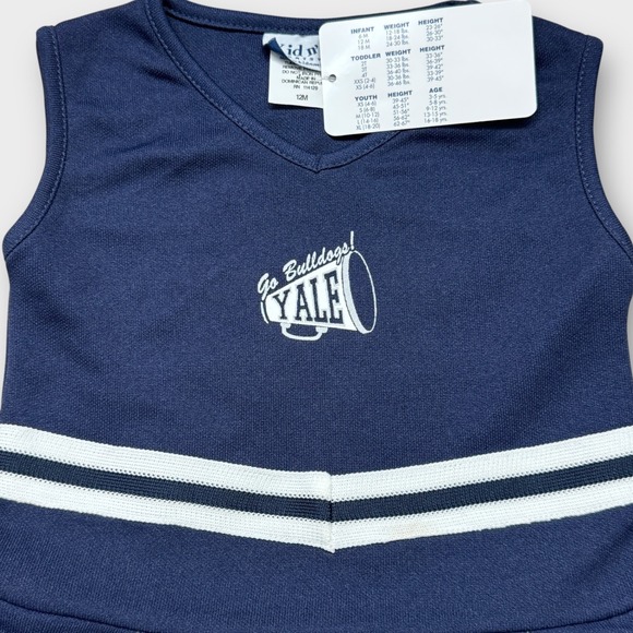 Kid n Me Yale Bulldogs Cheerleader Dress Outfit Infant 12M Navy White NWT - Picture 2 of 6